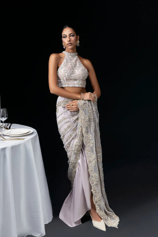 Lilac Allure Saree Set (D-07)