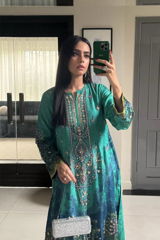 Peacock Garden Kaftan Set (D-01)