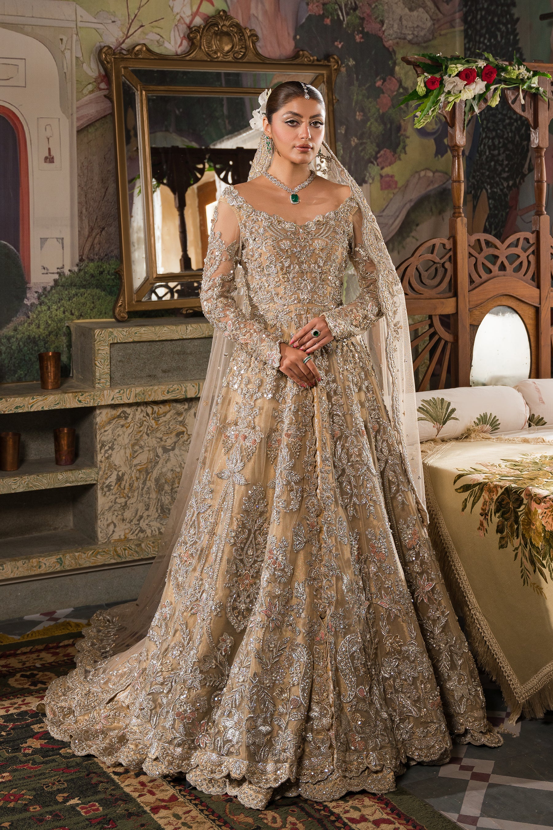 Grand Champagne Bridal Gown (BR-01) Ammara Khan Grand Champagne Bridal Gown (BR-01) Ammara Khan
