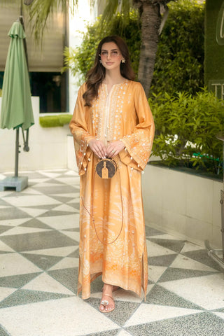 Caramel Ivory Elegance Kaftan (D-04)