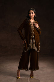 Statement Olive Brown Matching Velvet Separates (D-09-A)