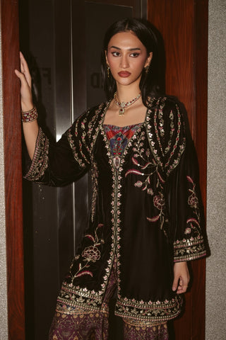 AK Print & Velvet Gharara Set (D-02A)