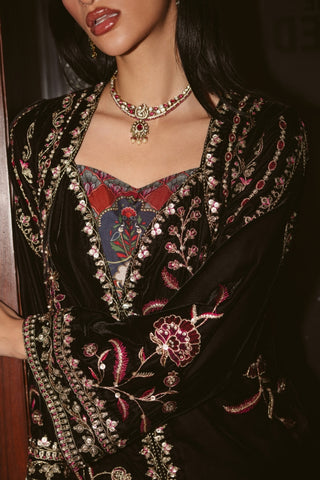 AK Print & Velvet Gharara Set (D-02A)