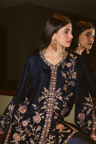 Navy Midnight Velvet Jacket Set (D-03)