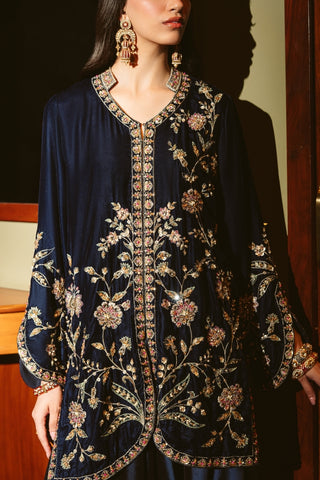 Navy Midnight Velvet Jacket Set (D-03)