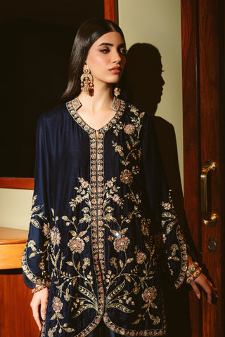 Navy Midnight Velvet Jacket Set (D-03)