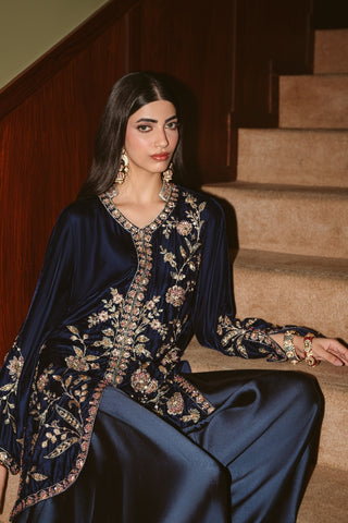Navy Midnight Velvet Jacket Set (D-03)