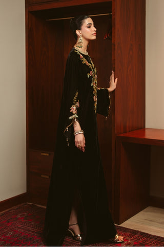 Floral Noir Velvet Kaftan (D-05)