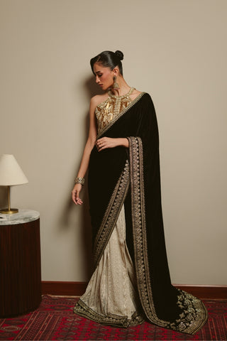 Royal Velvet Drape Saree (D-07)