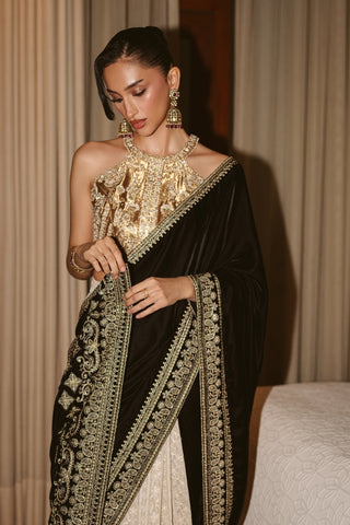 Royal Velvet Drape Saree (D-07)