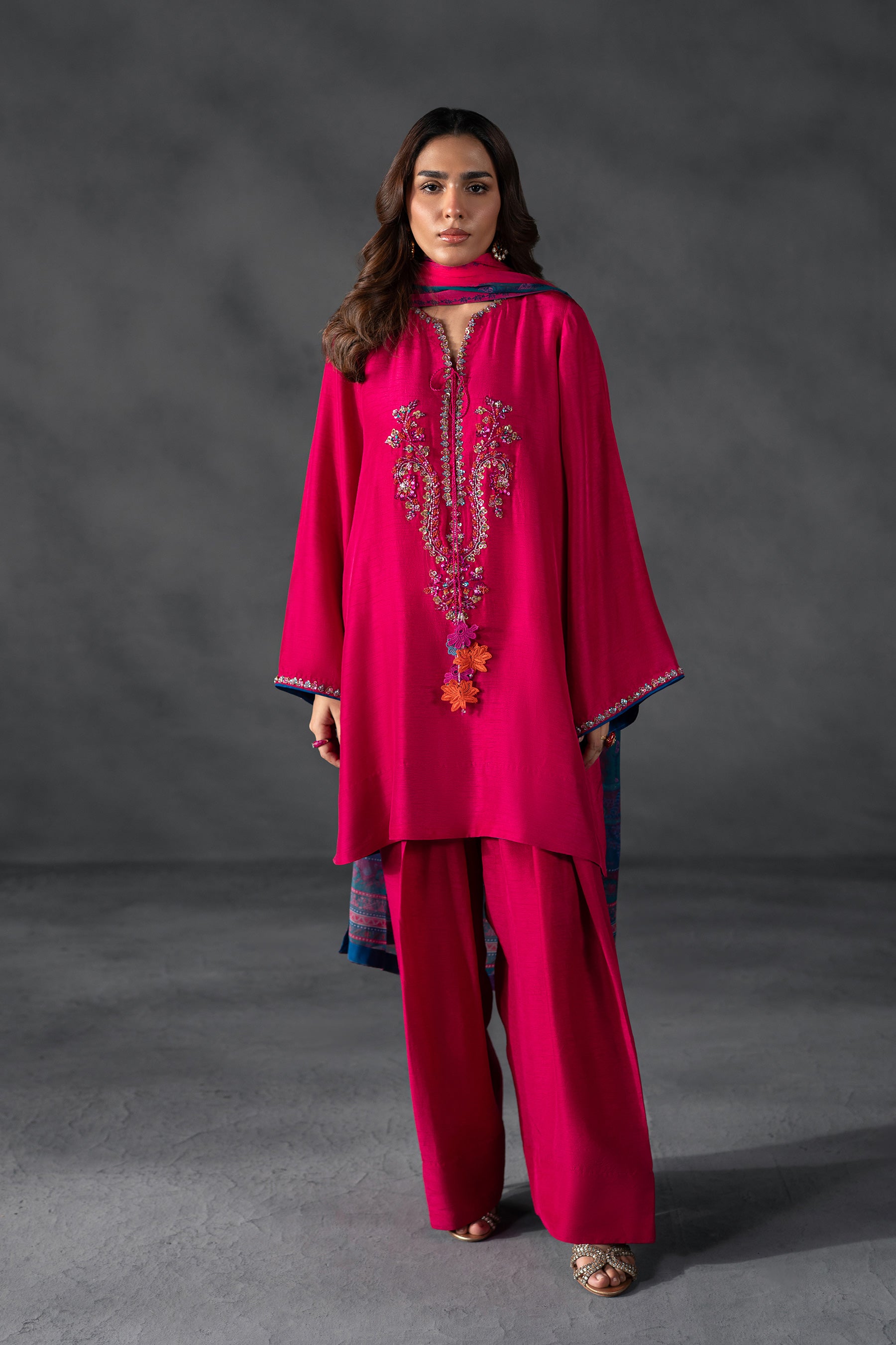 Hot Pink Short Shirt and Shalwar Set (D-09) – Ammara Khan