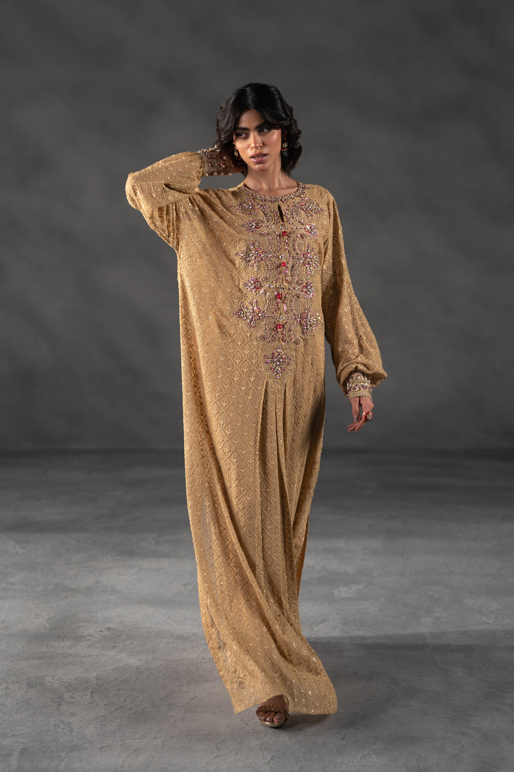 Desert Gold Ornate Kaftan (D-13) Ammara Khan Desert Gold Ornate Kaftan (D-13) Ammara Khan
