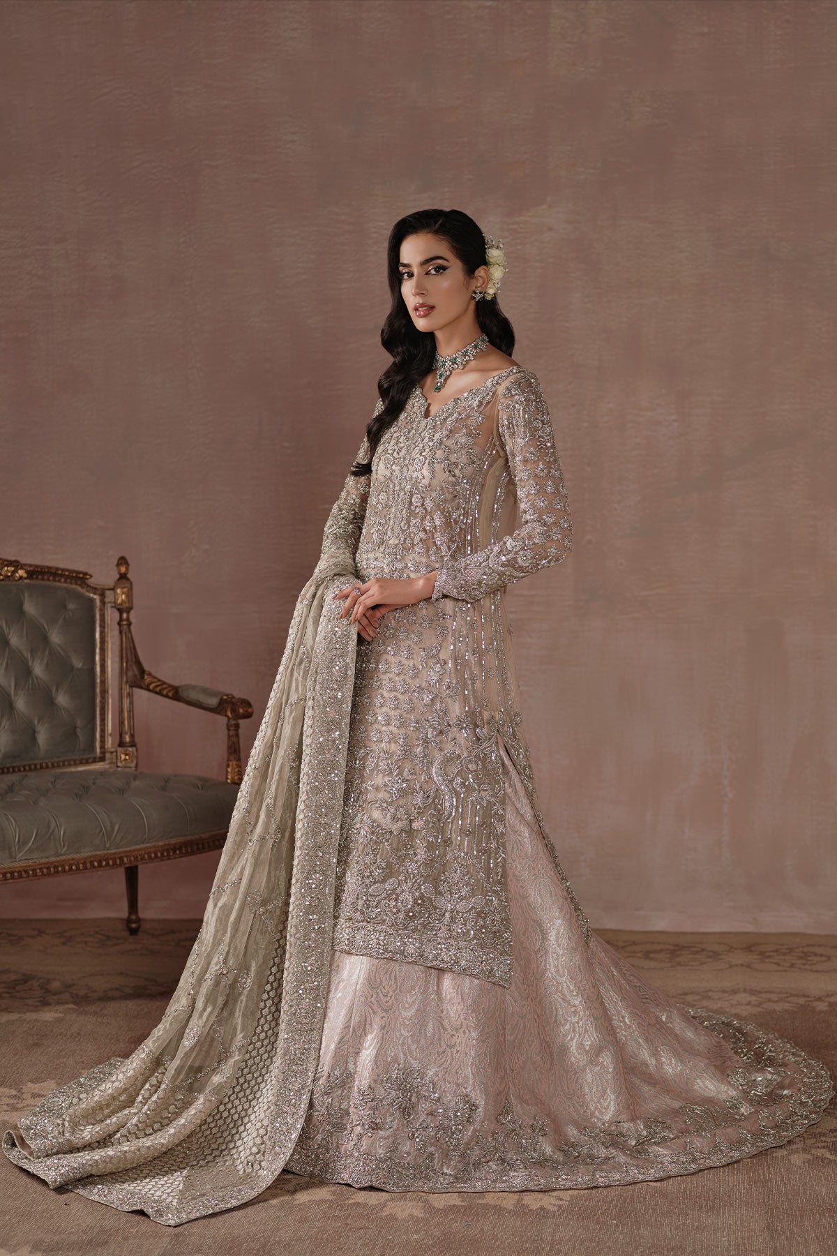 Silvery Ivory Reception Bridal (D-04) Ammara Khan Silvery Ivory Reception Bridal (D-04) Ammara Khan