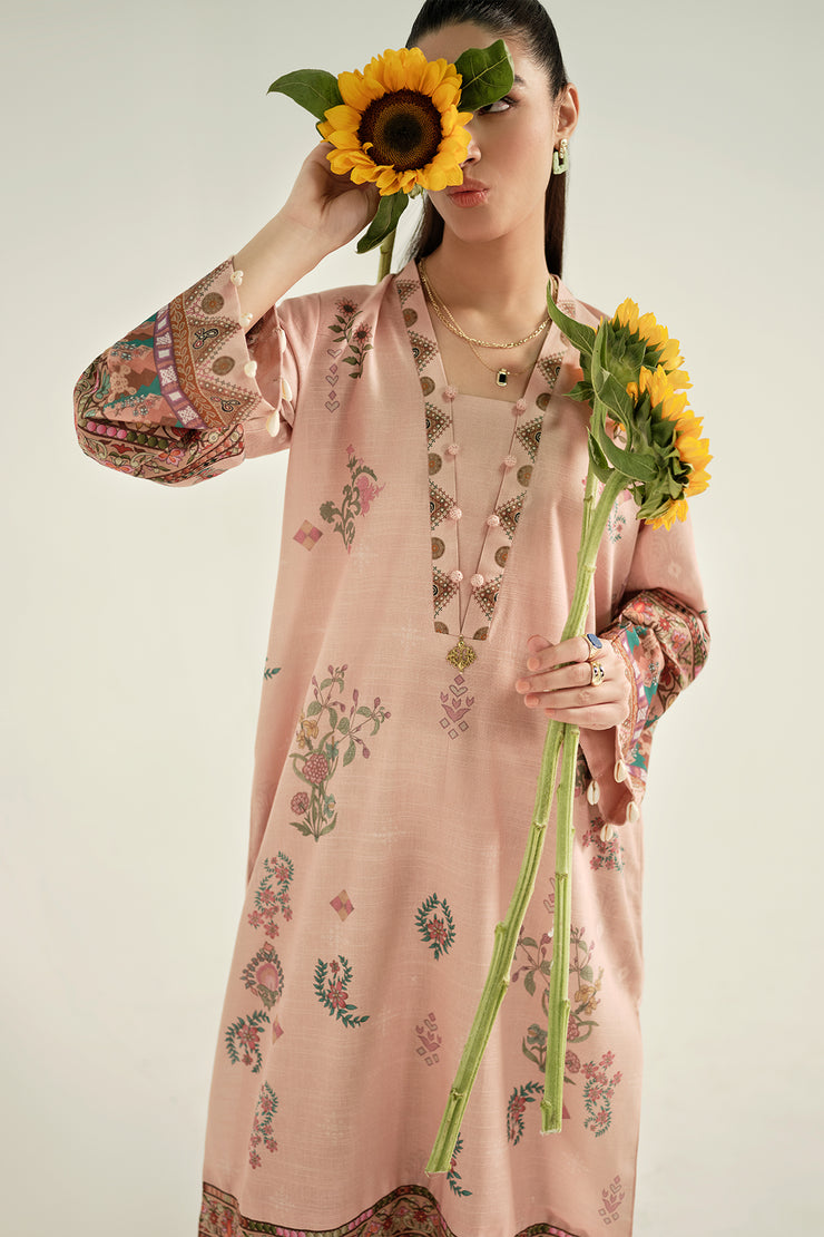 Shell Pink Long Kurta (D-17)