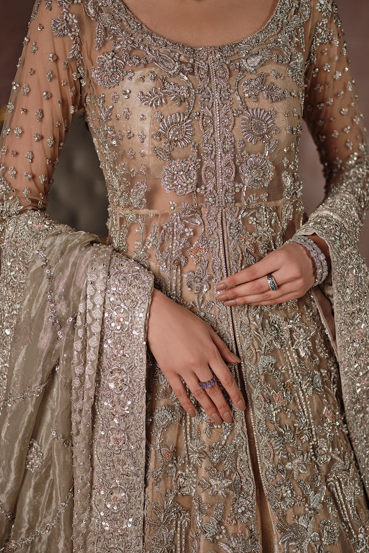 Grand Champagne Gold Reception Bridal Gown (D-01) Ammara Khan Grand Champagne Gold Reception Bridal Gown (D-01) Ammara Khan