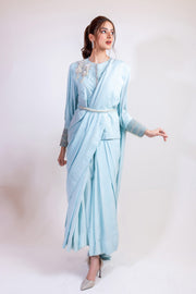 Chic Pleated blouse and sari set (D3)