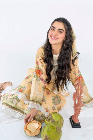 Printed Lawn Kurta - Mango (SH-03)